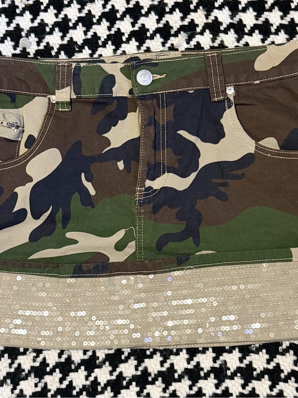Y2K gyaru gal Camo mcbling mini skirt